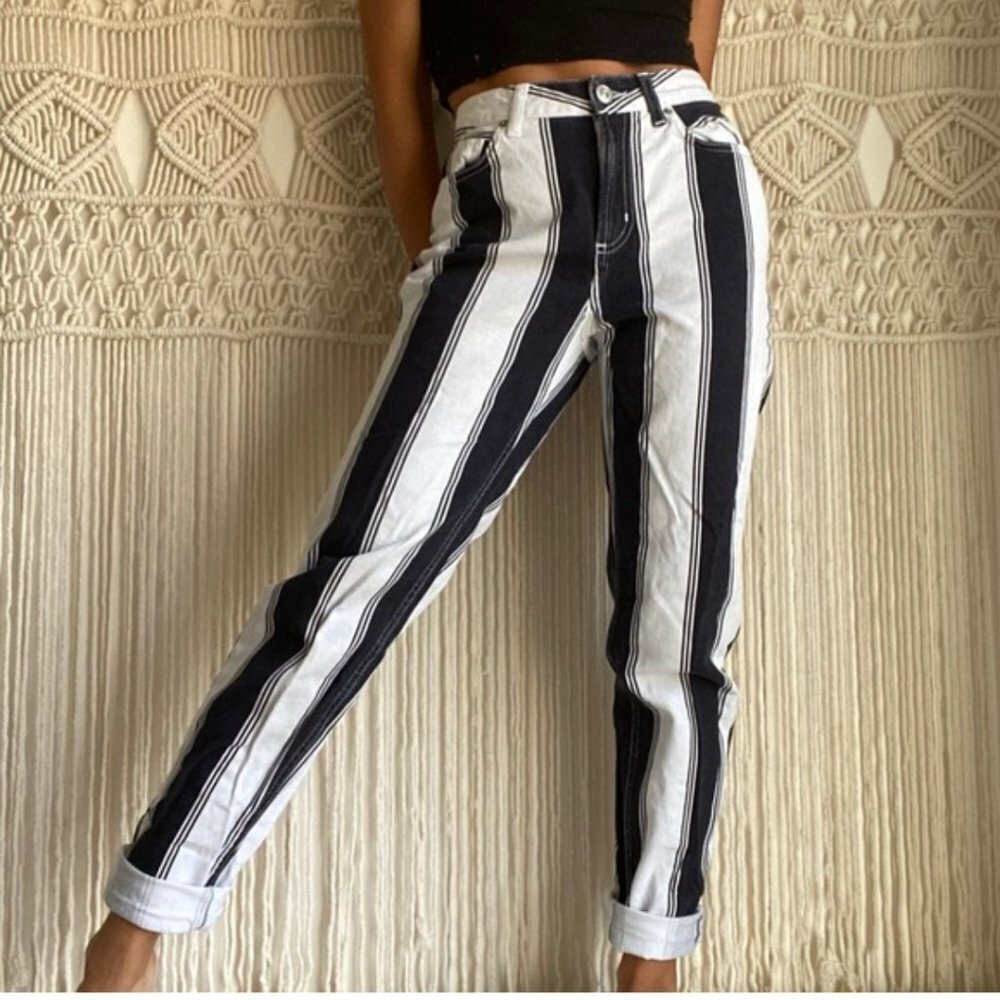 BDG Urban Outfitters Black and White Striped High Waist  Denim Jeans Women's 27